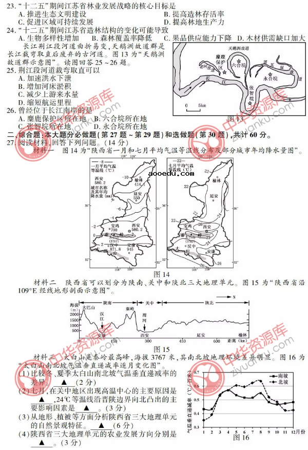 2018江苏高考地理试题原卷及答案【图片版】