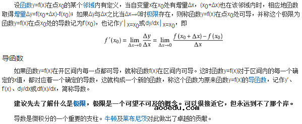 高中数学公式总结：导数