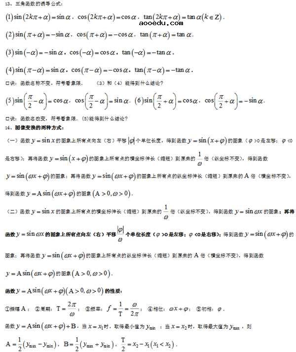 高中数学必修四知识点归纳总结