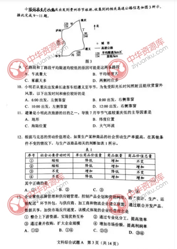 2018河北高考文综试题【图片版】