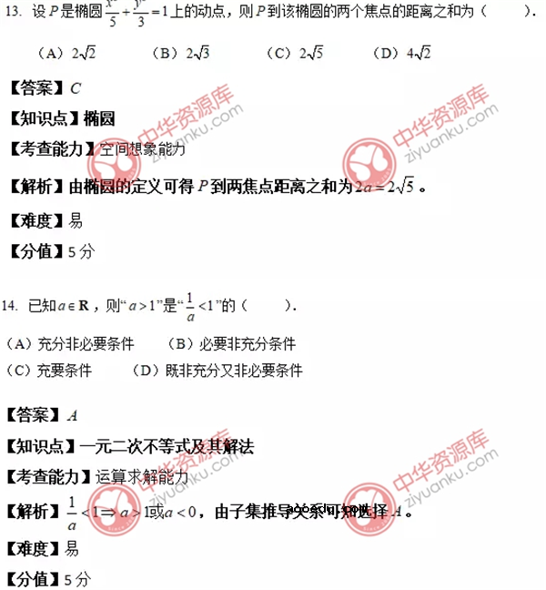 2018上海高考数学试题及答案【图片版】