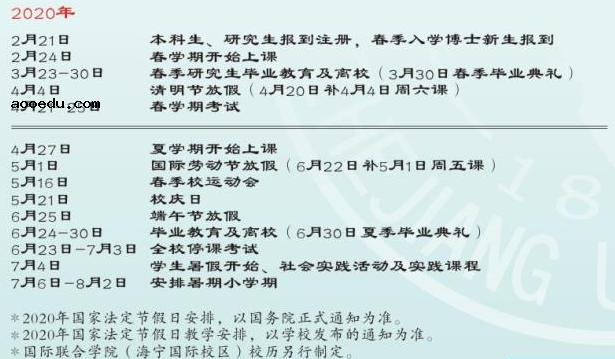 2020浙江大学寒假放假时间安排