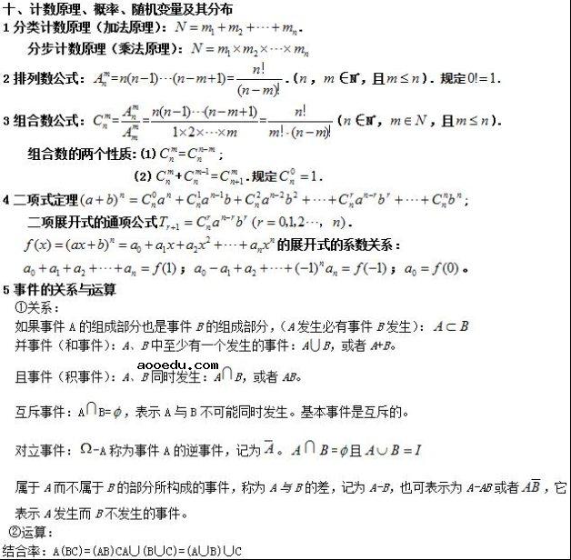 高考数学公式大全 理科必备