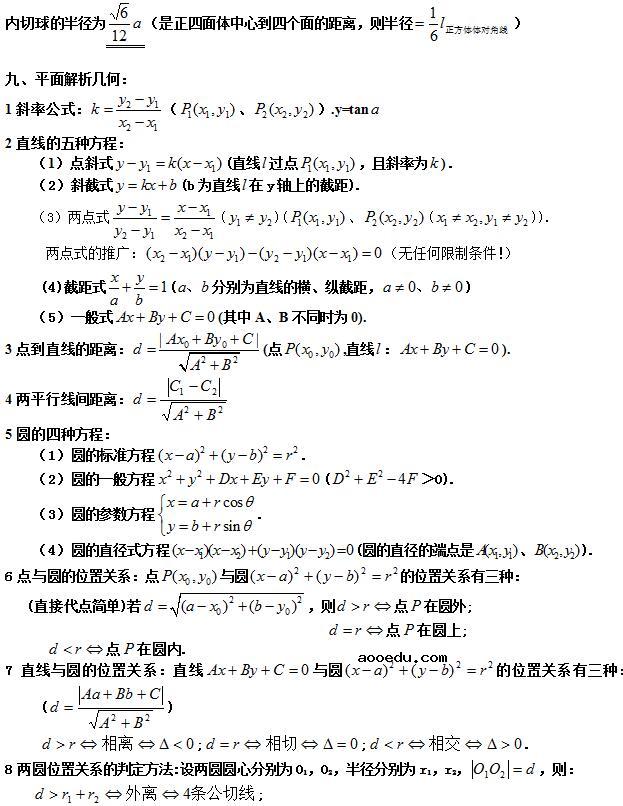 高考数学公式大全 理科必备