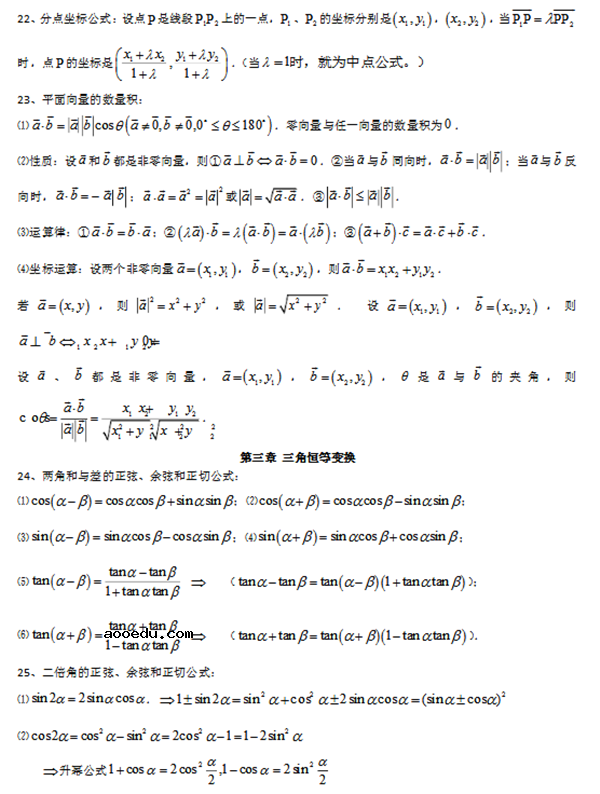 高中数学必修四知识点总结