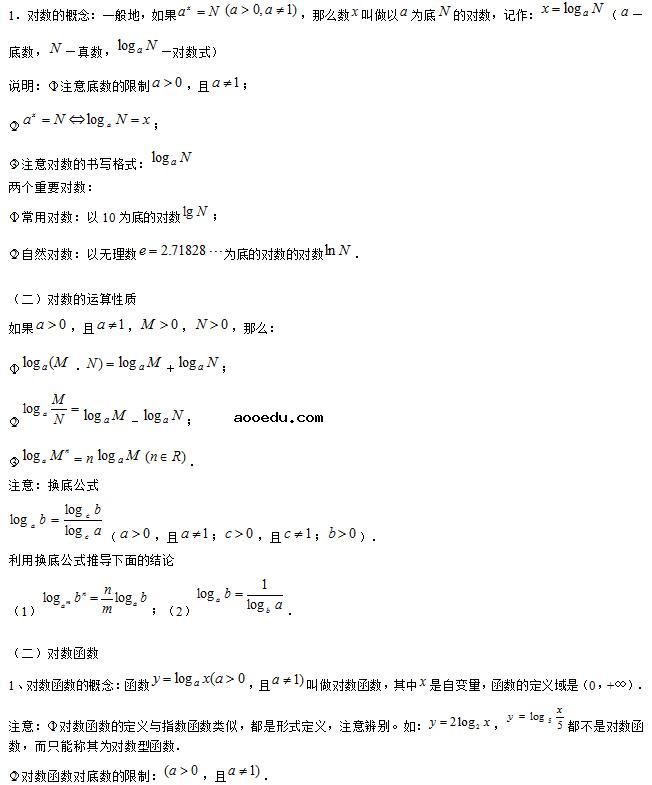 高一数学必修一知识点总结