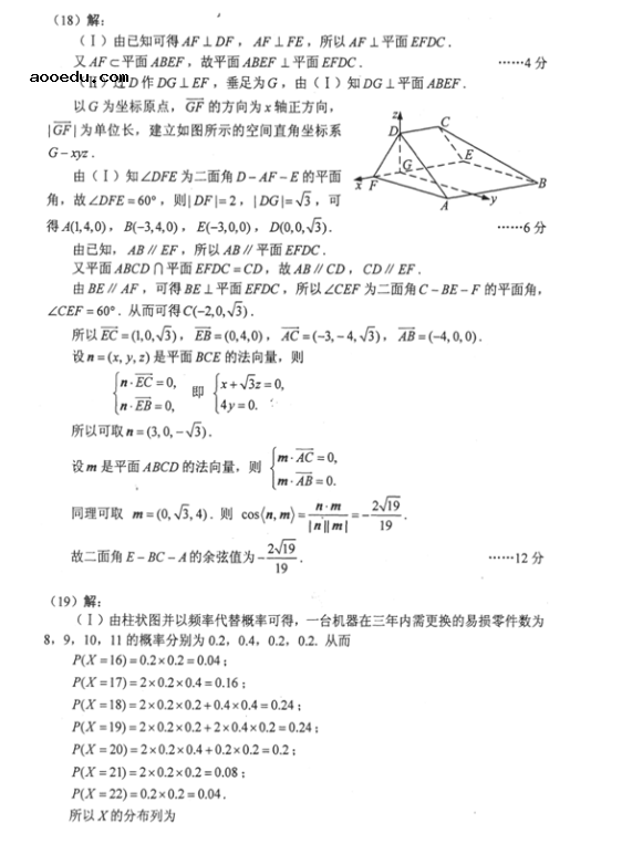 2018年山西高考理科数学冲刺押题卷及答案