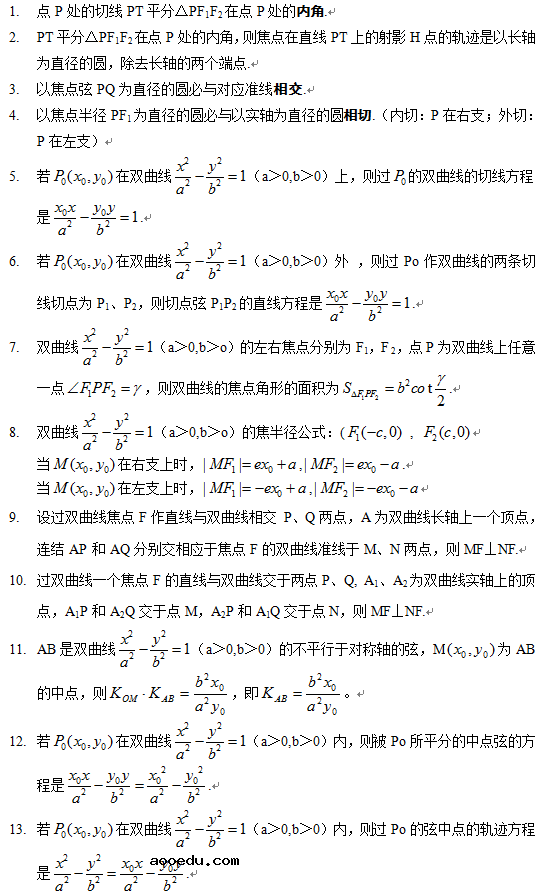 圆锥曲线秒杀大题特殊结论总结