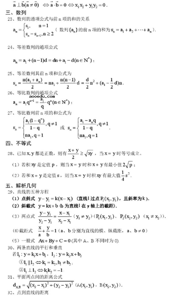 2018高中文科数学必备公式 