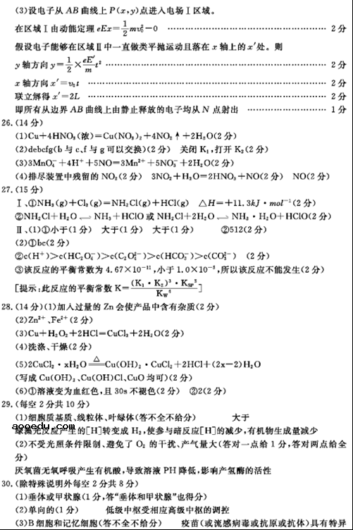 2018山东高考理综模拟试题及答案