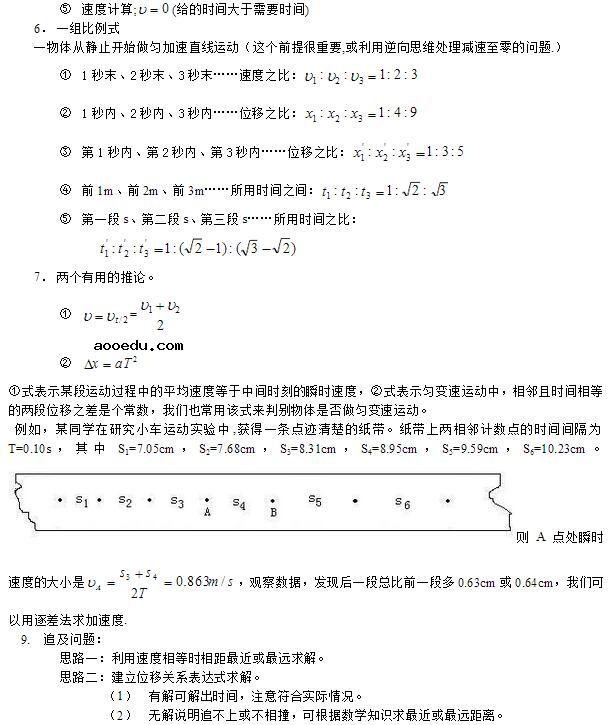 物理运动学公式总结