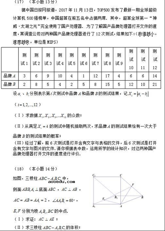 2018河南高考文科数学模拟试题含答案