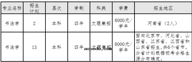 2020中央财经大学艺术类招生简章