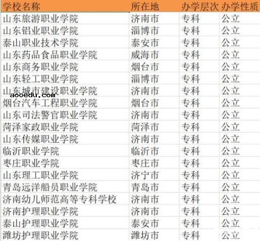 山东公办专科学校排名 哪些大专院校是公办的