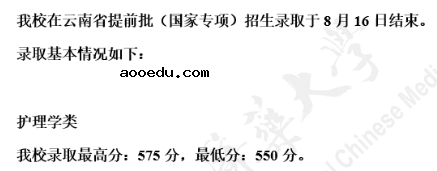 2020天津中医药大学提前批录取分数线