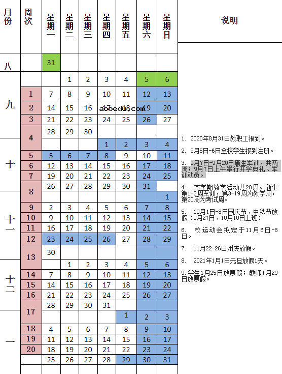 2020年下半年云南开学时间