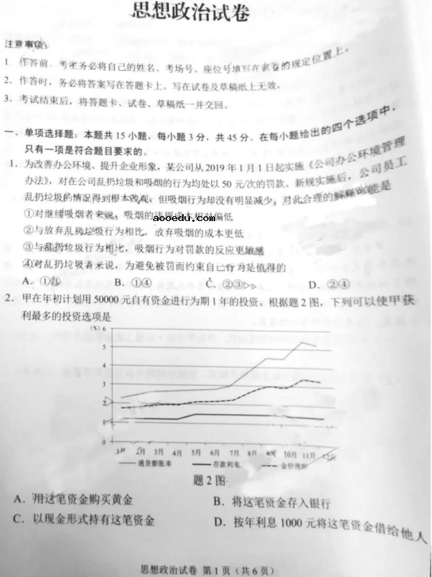 2021重庆八省联考政治试题