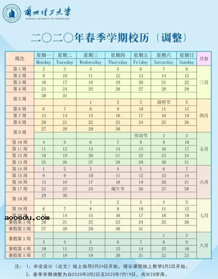 2020兰州理工大学暑假放假时间公布