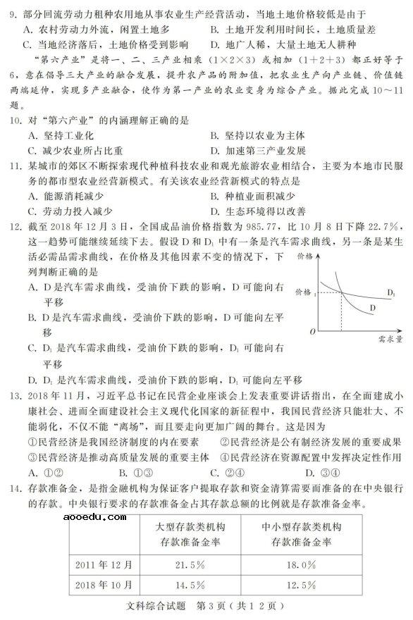 ​2020届河北省高考文综模拟试题