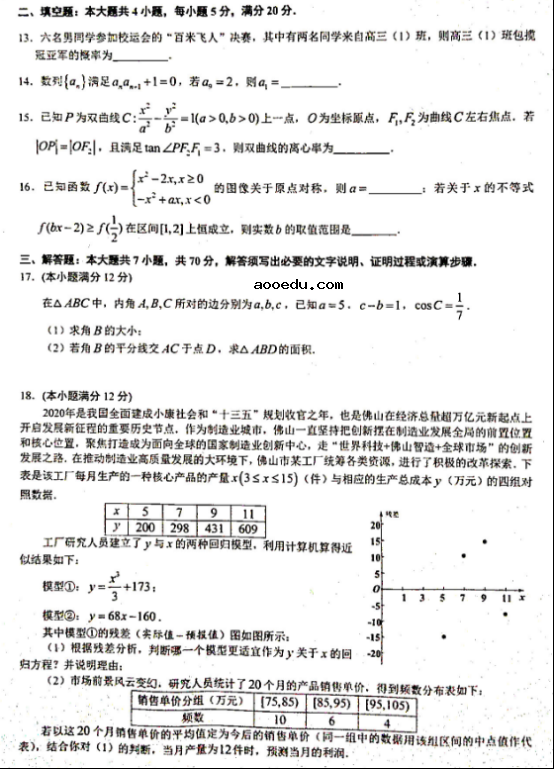 2020新课标高考押题卷文科数学