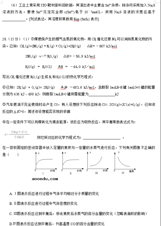 2019年高考化学模拟押题卷（含答案）