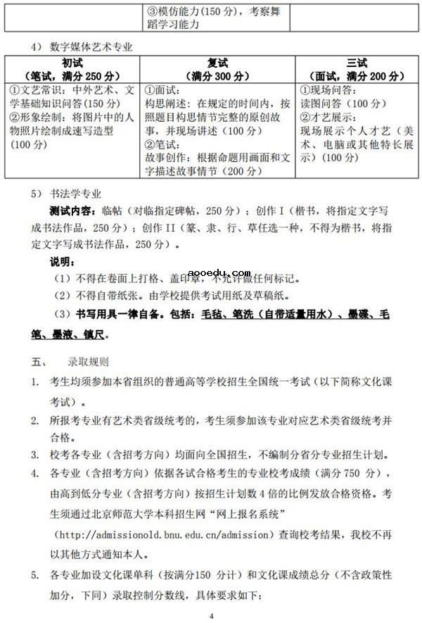 北京师范大学2019年艺术类专业招生简章 招生计划及专业