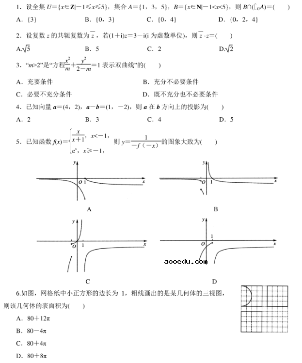 2020年高考理科数学考前押题【含答案】