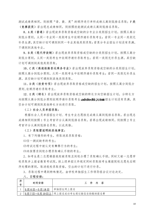 2020湖南铁道职业技术学院单独招生简章