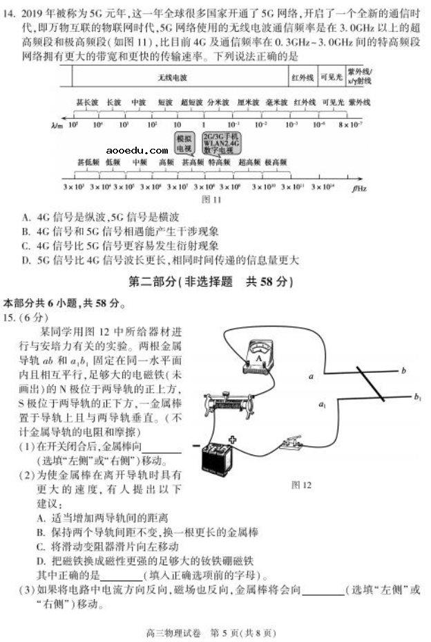 2020届北京高三物理二模学科试题