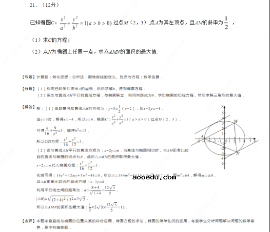 2020海南高考数学试题【word精校版】