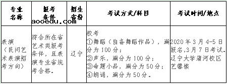 辽宁大学2020年艺术类专业招生简章