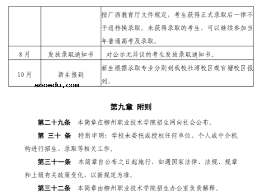 柳州职业技术学院2020高职单招简章