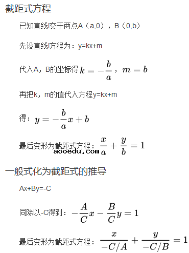 平面的截距式方程怎么求