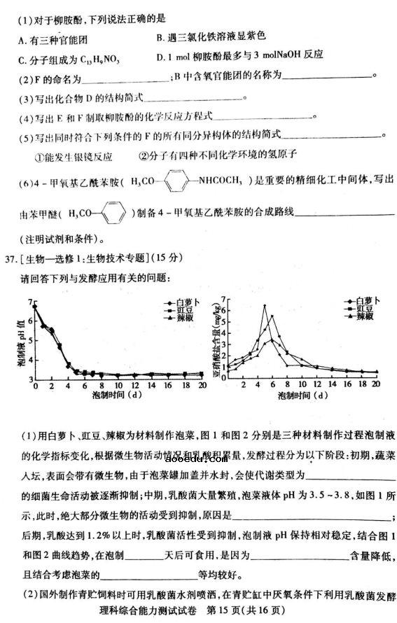 2020届内蒙古高三理科综合高考全国统一模拟试题