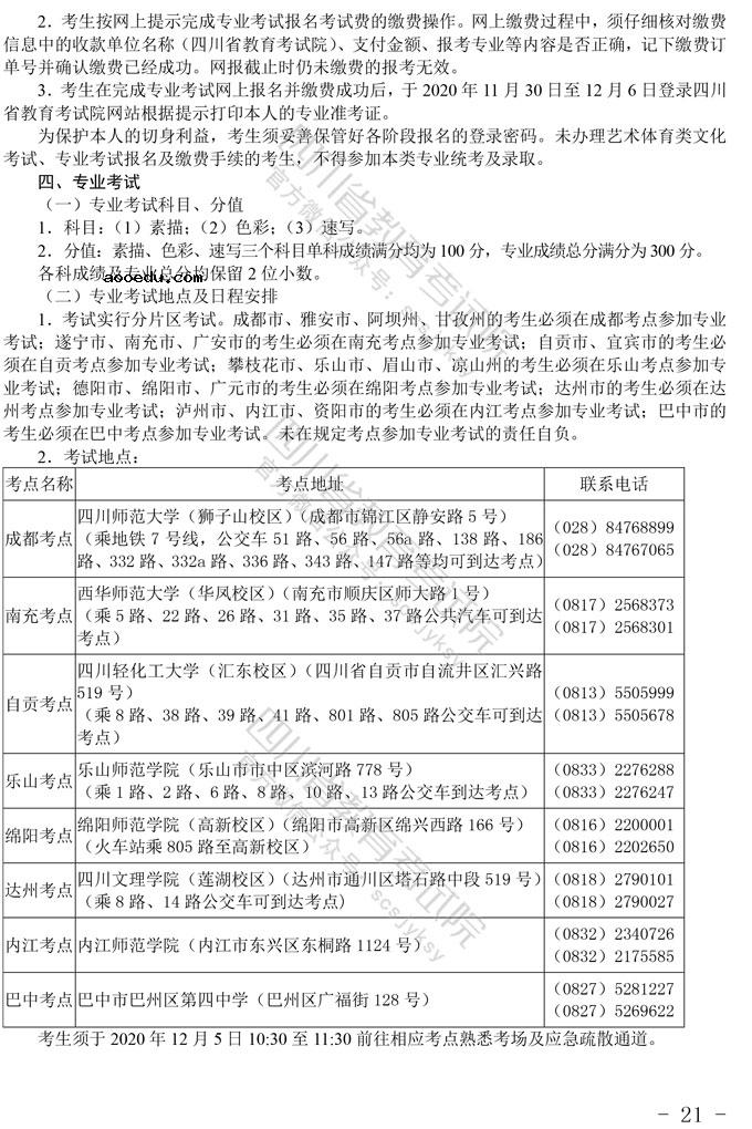 2021年四川美术与设计类统考招生简介