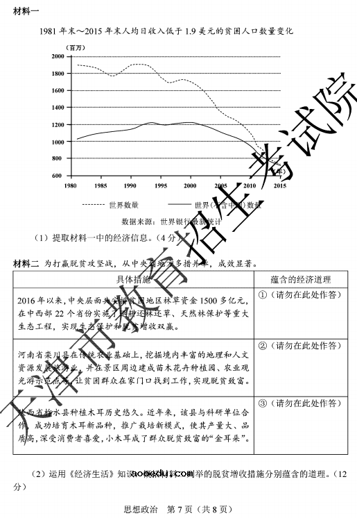 2020天津高考政治试题及答案解析【word版】