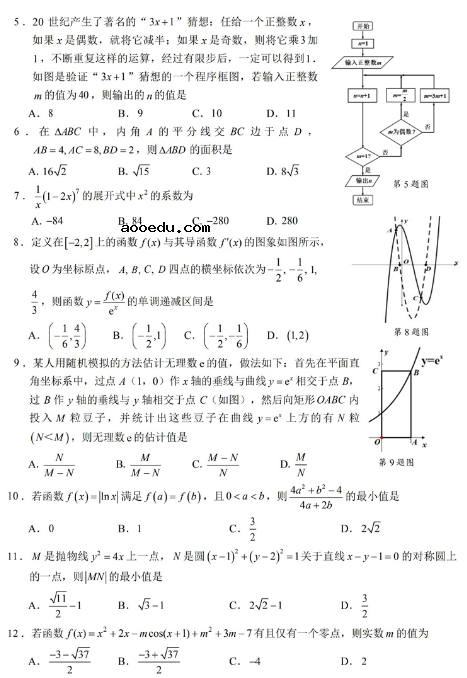 2020新课标高考理科数学模拟试题及答案解析