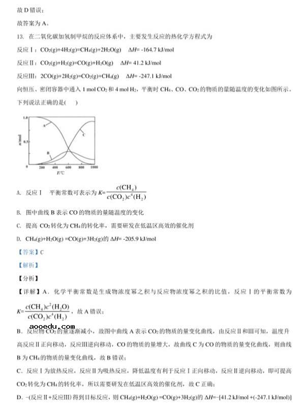 2021江苏八省联考化学试卷及答案解析