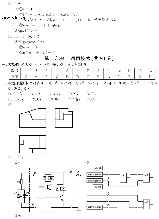 2021年1月浙江选考技术试题及答案