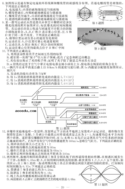 浙江2021年1月物理选考试题及答案