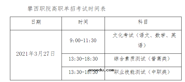 2021年攀枝花攀西职业学院高职单招招生简章