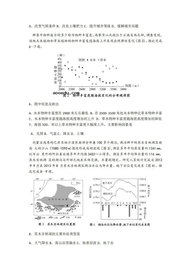 2020山东新高考高三下地理模拟试题