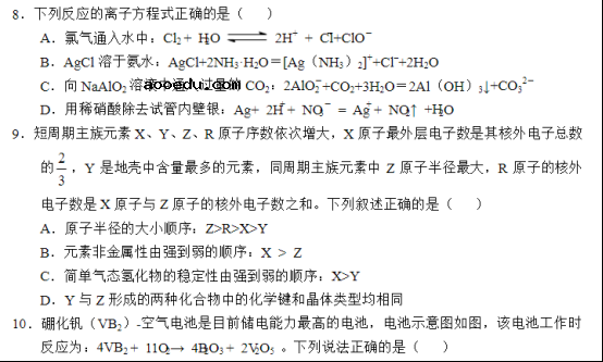 2020年江苏省高考化学押题试题