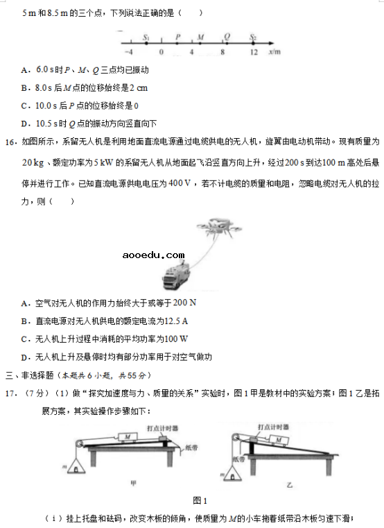 2020浙江高考物理试题及答案解析