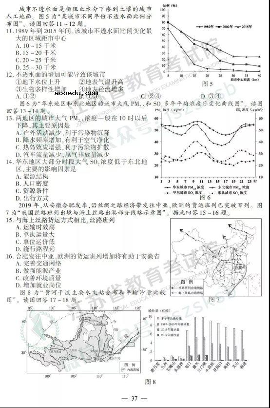 2019江苏高考地理试题及答案【图片版】