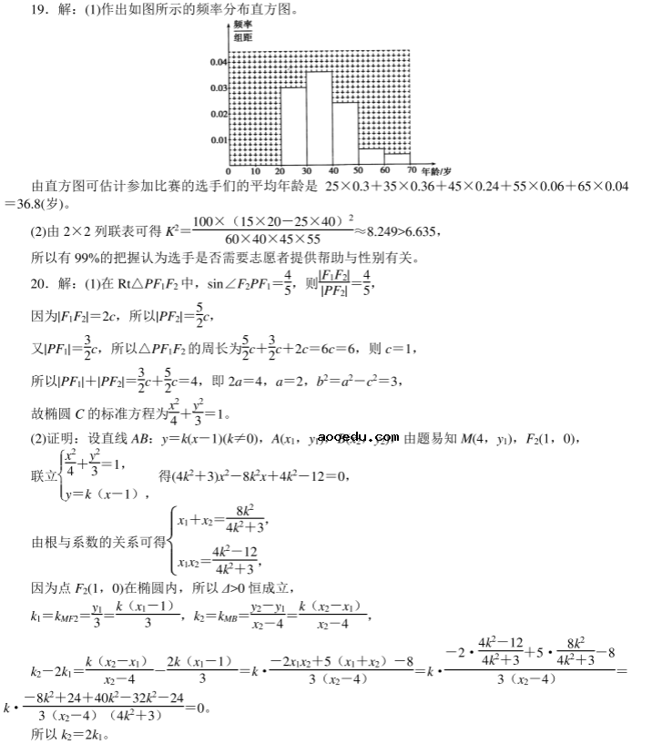 2020年高考文科数学考前押题【及答案】