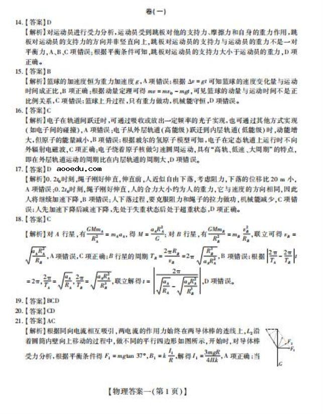 2020届山西省高中联合体高三物理模拟试题