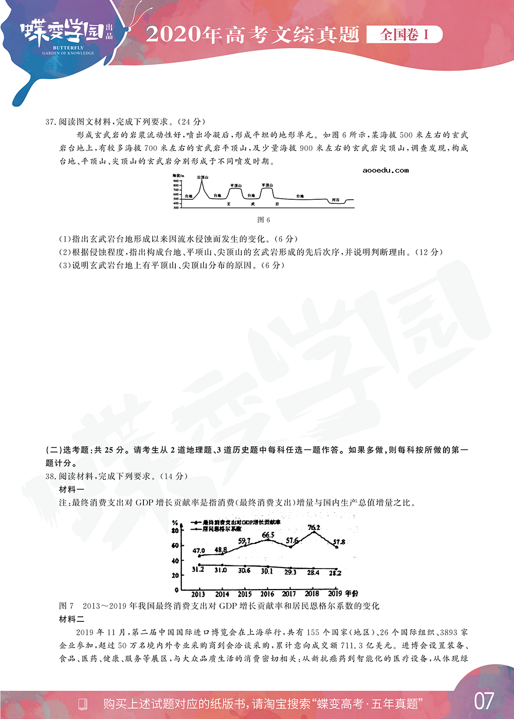 2020年全国1卷高考文综真题试卷【高清精校版】