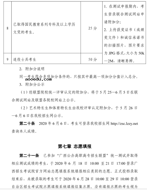 柳州职业技术学院2020高职单招简章