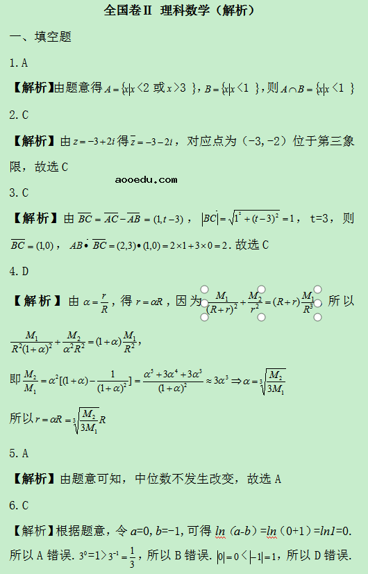 2019陕西高考理科数学试题及答案解析【word精校版】